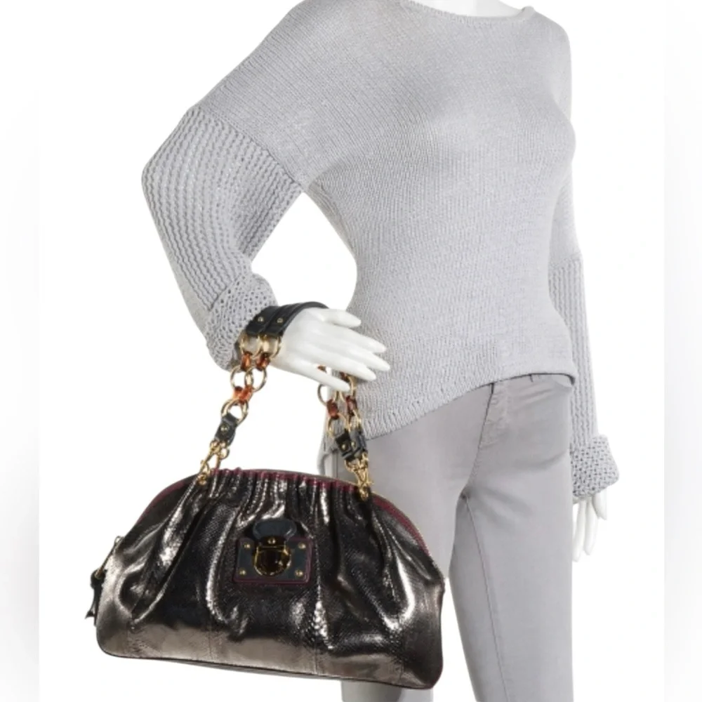 Authentic MARC JACOBS Anthracite Python Capra GM Clutch Shoulder Bag - Picture 16 of 16